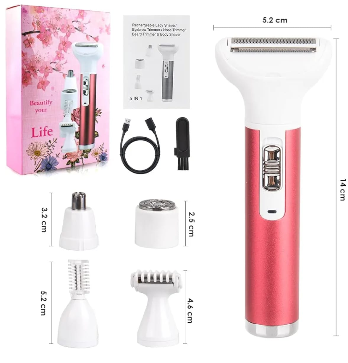 KIT DEPILADORA PORTÁTIL 5 en 1
