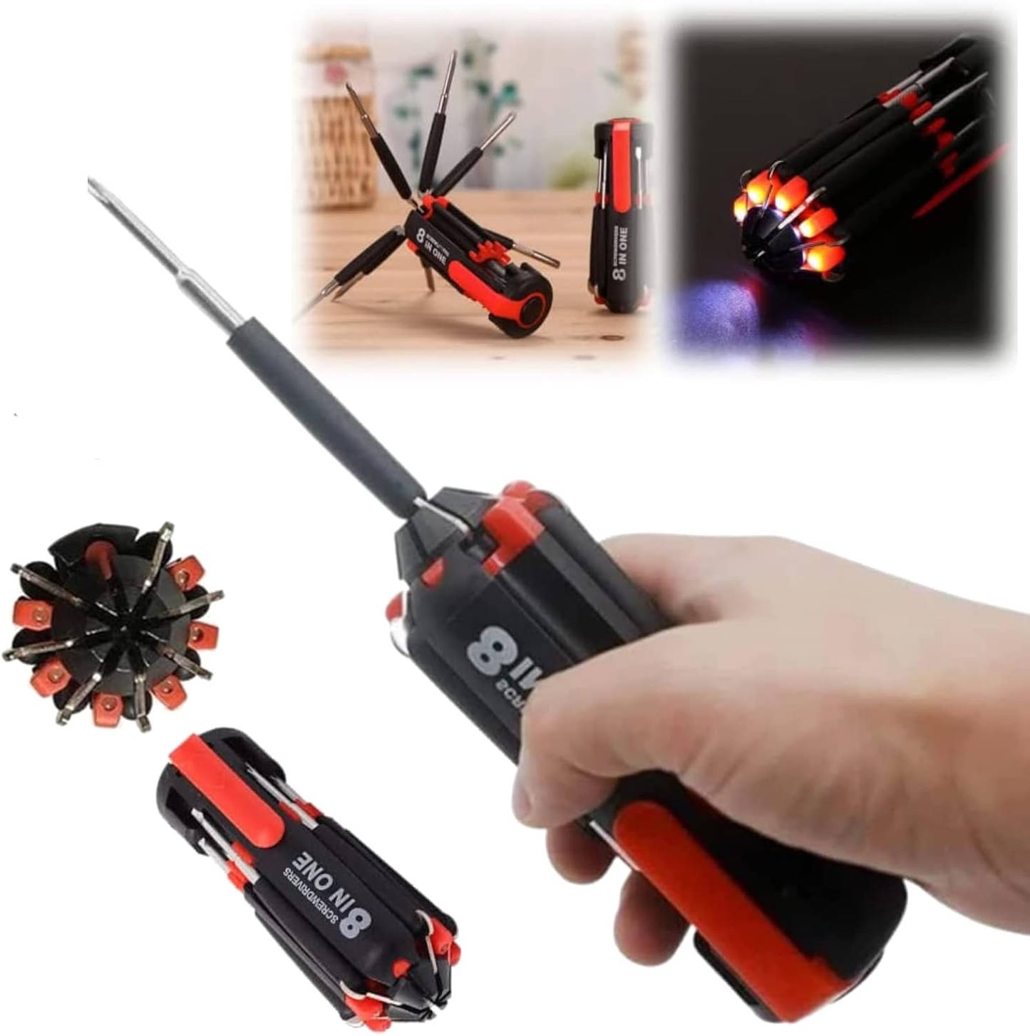 🛠️🕵️ Herramienta 8 en 1 con Linterna – ¡Siempre lista para ayudarte!🔧👨🔧