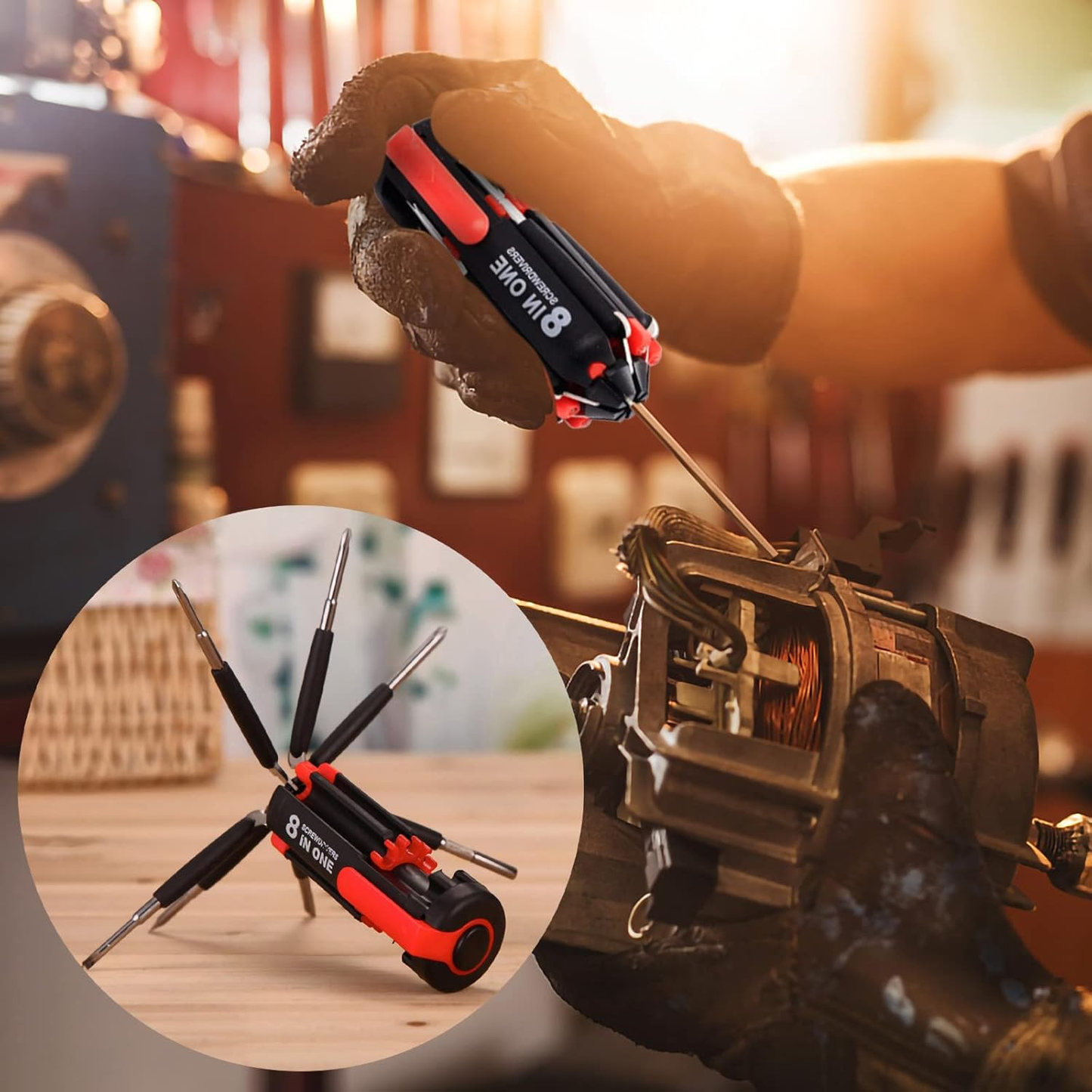 🛠️🕵️ Herramienta 8 en 1 con Linterna – ¡Siempre lista para ayudarte!🔧👨🔧