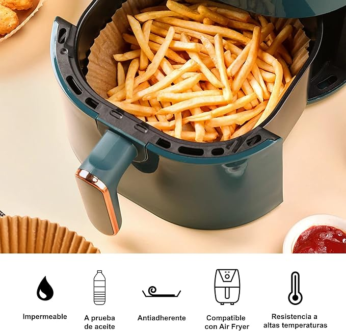 🍟Papel Antigrasa para Airfryer – Pack de 50 Unidades🍽️🔥