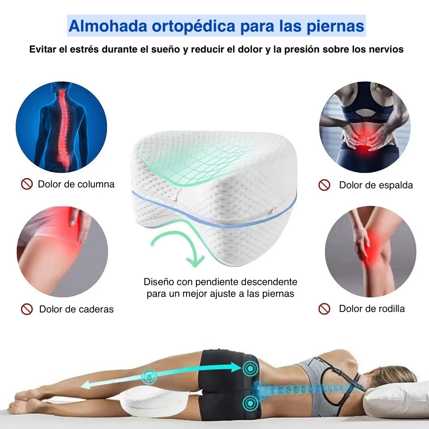 💤 🧘♀️ Relajá Tu Cuerpo y Mejora Tu Postura Mientras Dormís – Almohada Ortopédica para Piernas y Espalda🧠🌡️