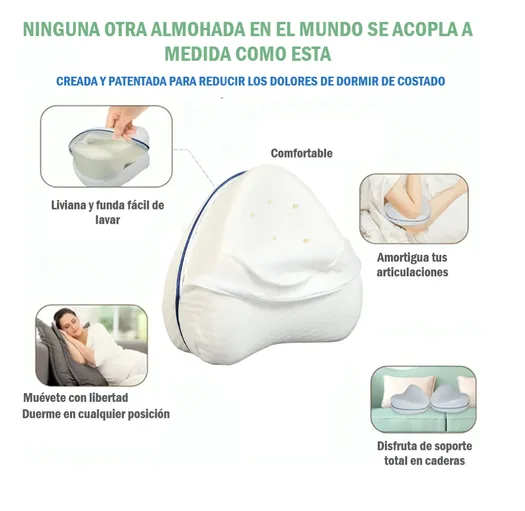 💤 🧘‍♀️ Relajá Tu Cuerpo y Mejora Tu Postura Mientras Dormís – Almohada Ortopédica para Piernas y Espalda🧠🌡️