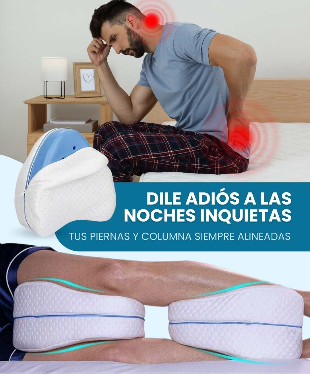 💤 🧘‍♀️ Relajá Tu Cuerpo y Mejora Tu Postura Mientras Dormís – Almohada Ortopédica para Piernas y Espalda🧠🌡️