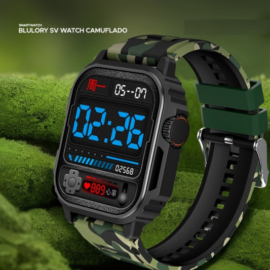 Reloj Smartwatch Blulory - Tipo Militar - NEGRO